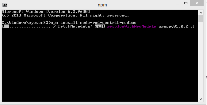 Node-RED Modbus package install